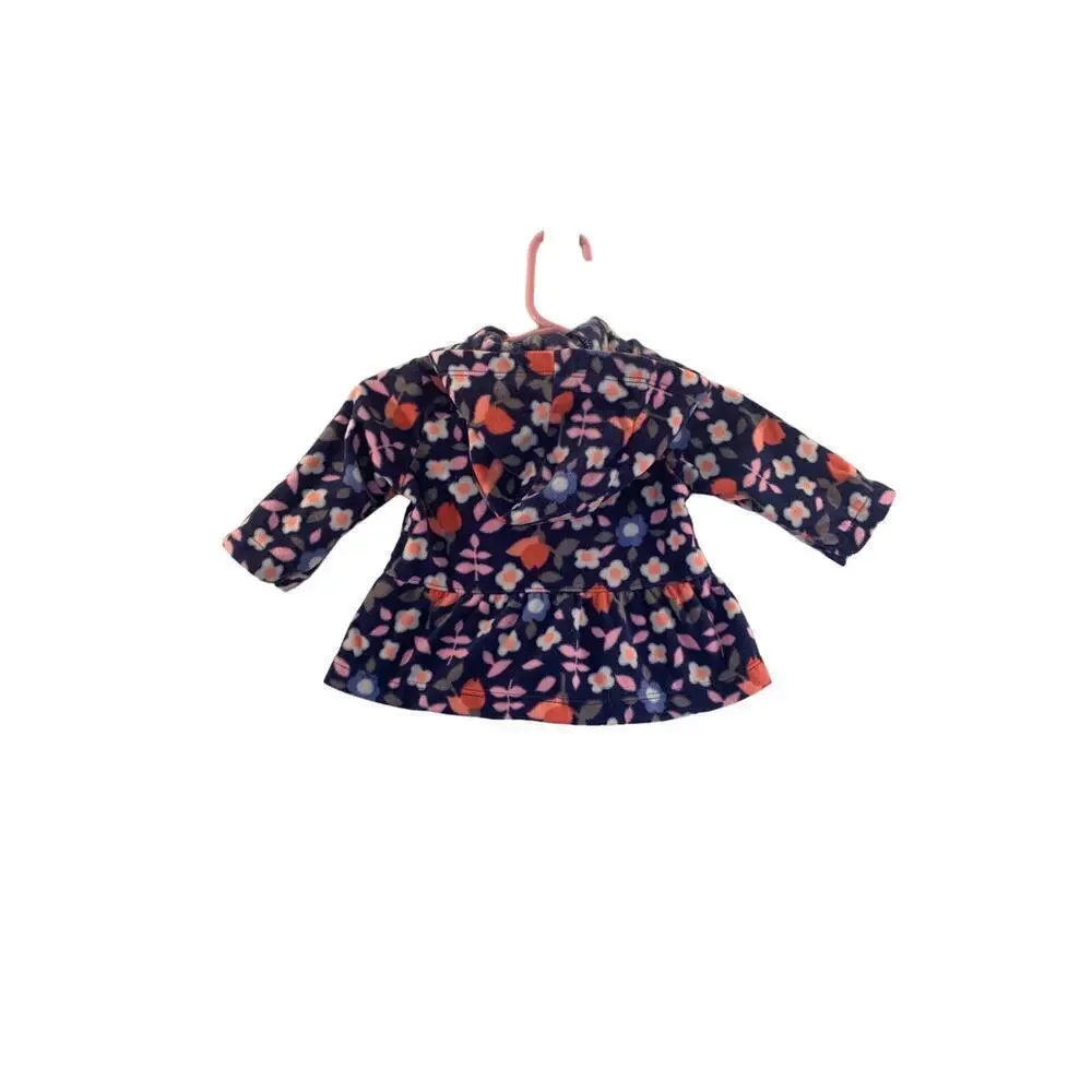 CARTER’S Girl’s Floral Fleece Light Weight Hooded Full Zip Jacket / Size: 3 Mos